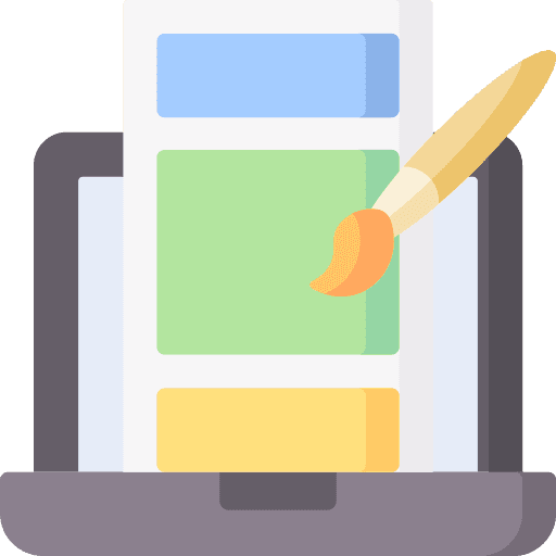 paintbrush on a webpage coming out of laptop