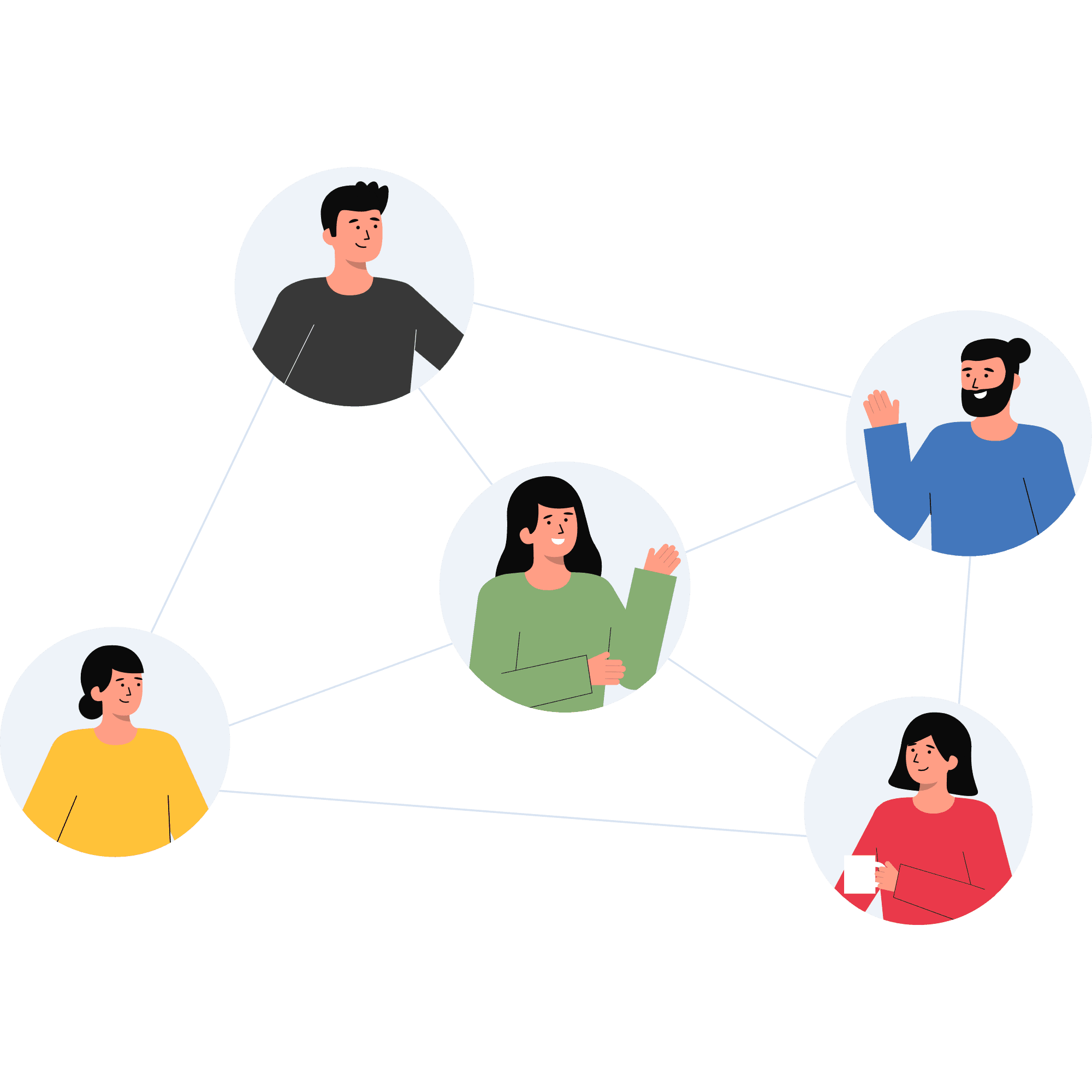 multiple team members connecting with one another